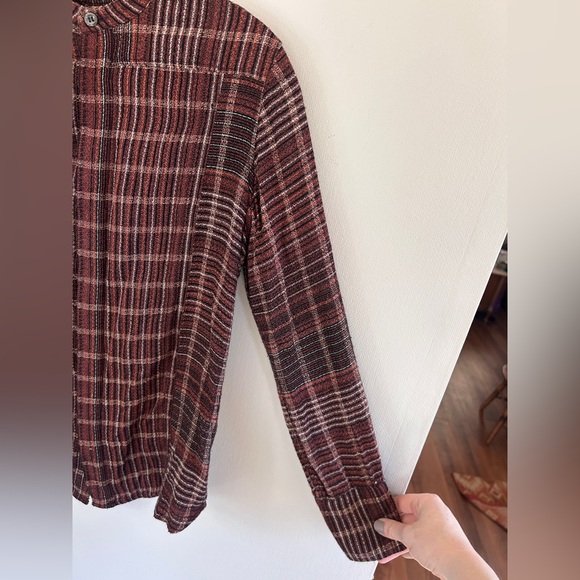 BILLY REID Plaid Italian Button Top Heritage Equestrian Academia Viscose Size XS - Picture 7 of 16